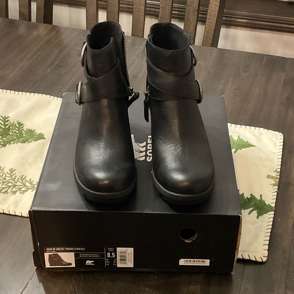 Sorel Black Ankle Boots with Buckle